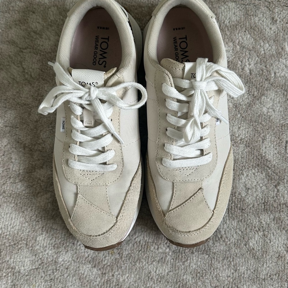 TOMS Beige Lace-Up Sneakers